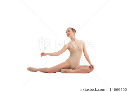 young pretty ballet dancer sitting in elegant pose young pretty ballet dancer sitting in elegant pose 14666500
