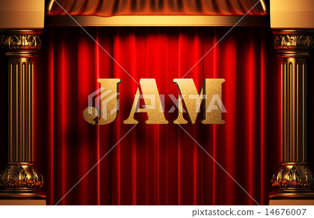 jam golden word on red curtain 14676007