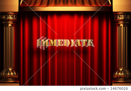 immediate golden word on red curtain 14676026