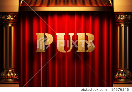 pub golden word on red curtain pub golden word on red curtain 14676346