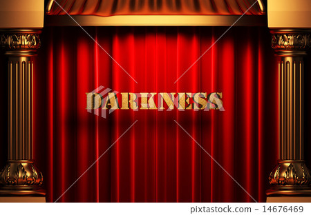 darkness golden word on red curtain darkness golden word on red curtain 14676469