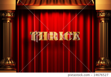 thrice golden word on red curtain thrice golden word on red curtain 14676527