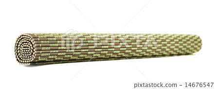 Rolled straw mat isolated 14676547
