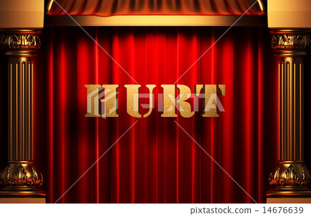 hurt golden word on red curtain hurt golden word on red curtain 14676639
