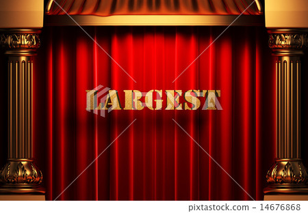 largest golden word on red curtain 14676868