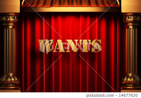 wants golden word on red curtain 14677020