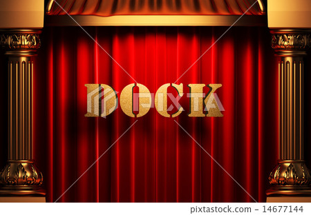dock golden word on red curtain 14677144