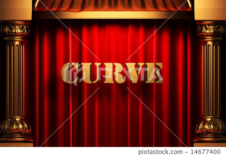 curve golden word on red curtain curve golden word on red curtain 14677400