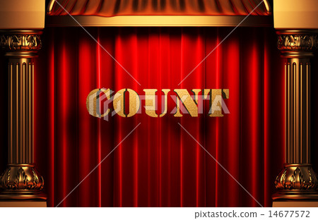 count golden word on red curtain 14677572