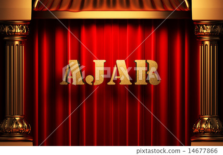 ajar golden word on red curtain ajar golden word on red curtain 14677866