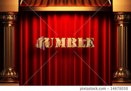 jumble golden word on red curtain 14678038