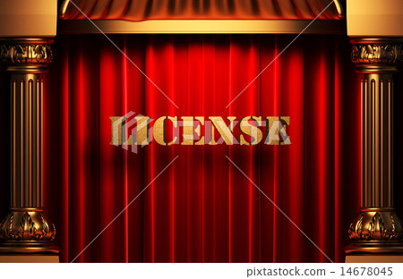 license golden word on red curtain license golden word on red curtain 14678045