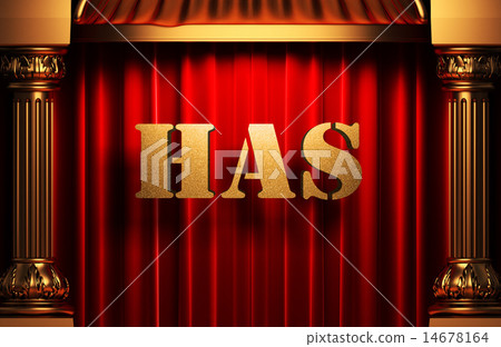 has golden word on red curtain has golden word on red curtain 14678164