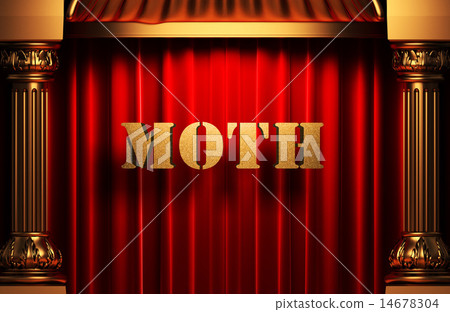 moth golden word on red curtain 14678304
