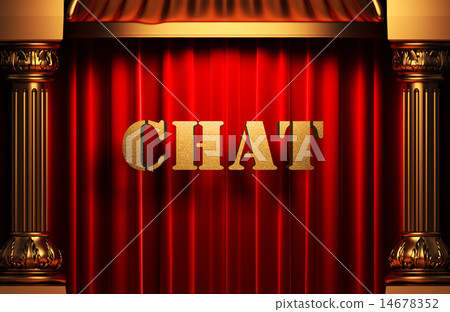 chat golden word on red curtain 14678352