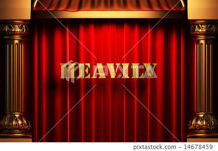 heavily golden word on red curtain 14678459