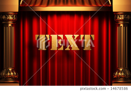 text golden word on red curtain text golden word on red curtain 14678586