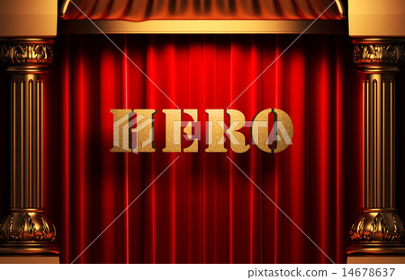 hero golden word on red curtain 14678637