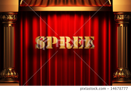 spree golden word on red curtain 14678777