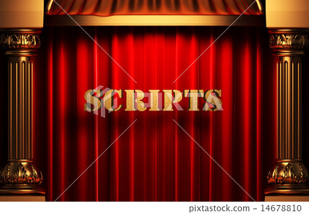 scripts golden word on red curtain 14678810