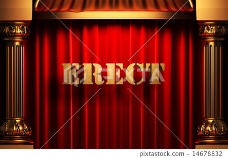erect golden word on red curtain erect golden word on red curtain 14678832