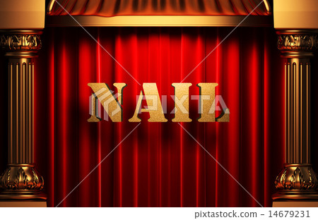 nail golden word on red curtain nail golden word on red curtain 14679231