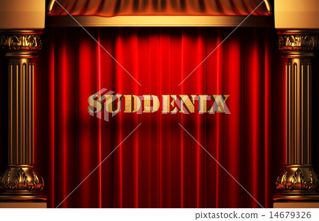 suddenly golden word on red curtain 14679326