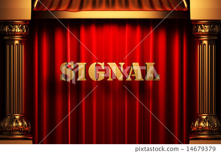 signal golden word on red curtain signal golden word on red curtain 14679379
