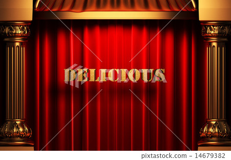 delicious golden word on red curtain delicious golden word on red curtain 14679382