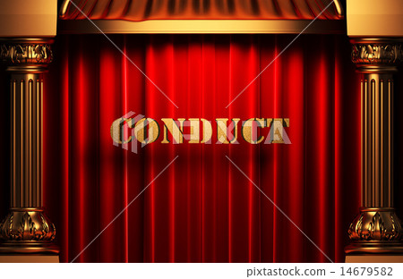 conduct golden word on red curtain 14679582