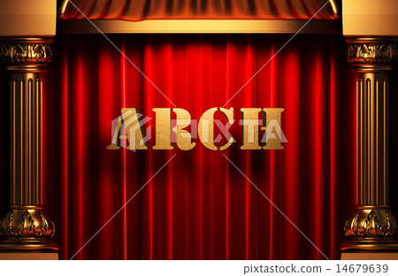 arch golden word on red curtain 14679639