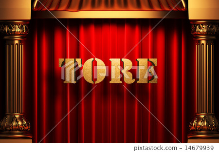 tore golden word on red curtain tore golden word on red curtain 14679939