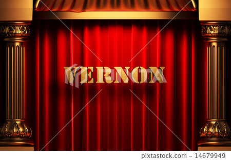 Vernon golden word on red curtain Vernon golden word on red curtain 14679949