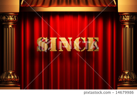 since golden word on red curtain 14679986