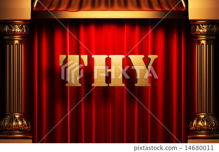 thy golden word on red curtain 14680011