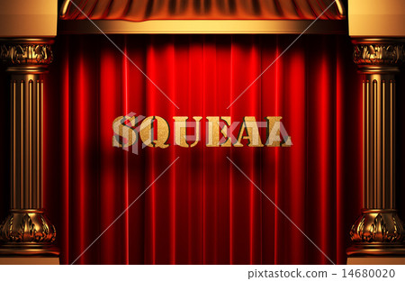 squeal golden word on red curtain squeal golden word on red curtain 14680020
