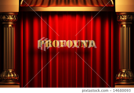 profound golden word on red curtain 14680093