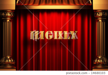 highly golden word on red curtain 14680103