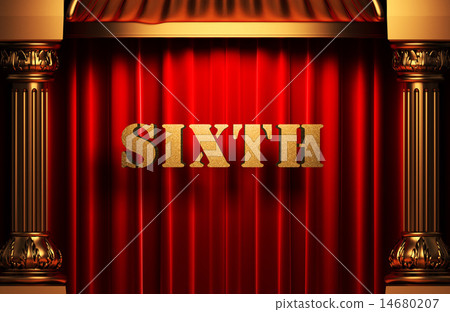 sixth golden word on red curtain 14680207