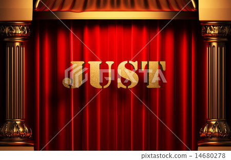 just golden word on red curtain 14680278