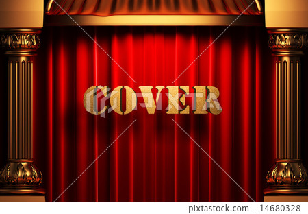 cover golden word on red curtain 14680328