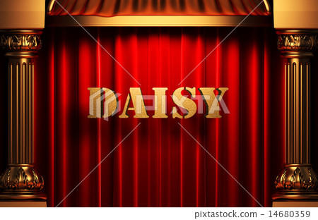 daisy golden word on red curtain 14680359