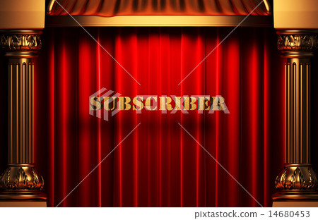 subscriber golden word on red curtain 14680453
