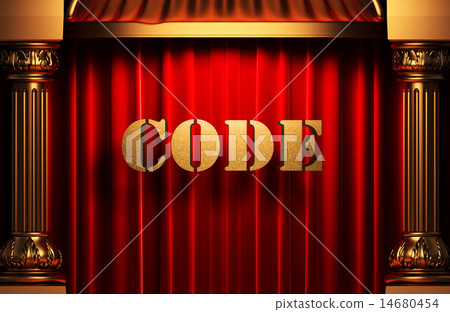 code golden word on red curtain 14680454