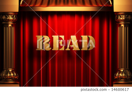 read golden word on red curtain read golden word on red curtain 14680617