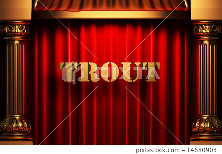 trout golden word on red curtain trout golden word on red curtain 14680903