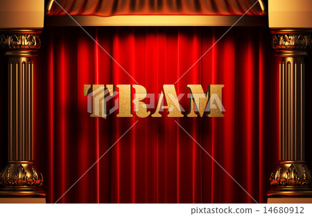 tram golden word on red curtain tram golden word on red curtain 14680912