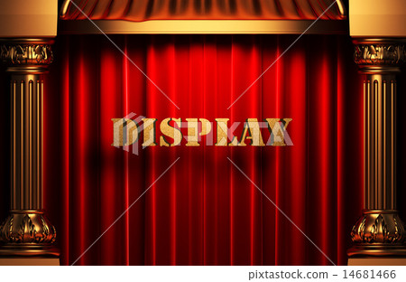 display golden word on red curtain 14681466