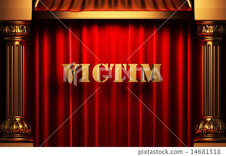 victim golden word on red curtain victim golden word on red curtain 14681518