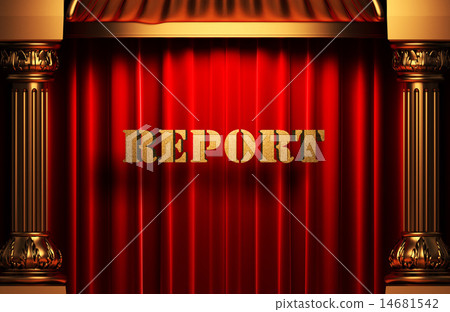 report golden word on red curtain report golden word on red curtain 14681542